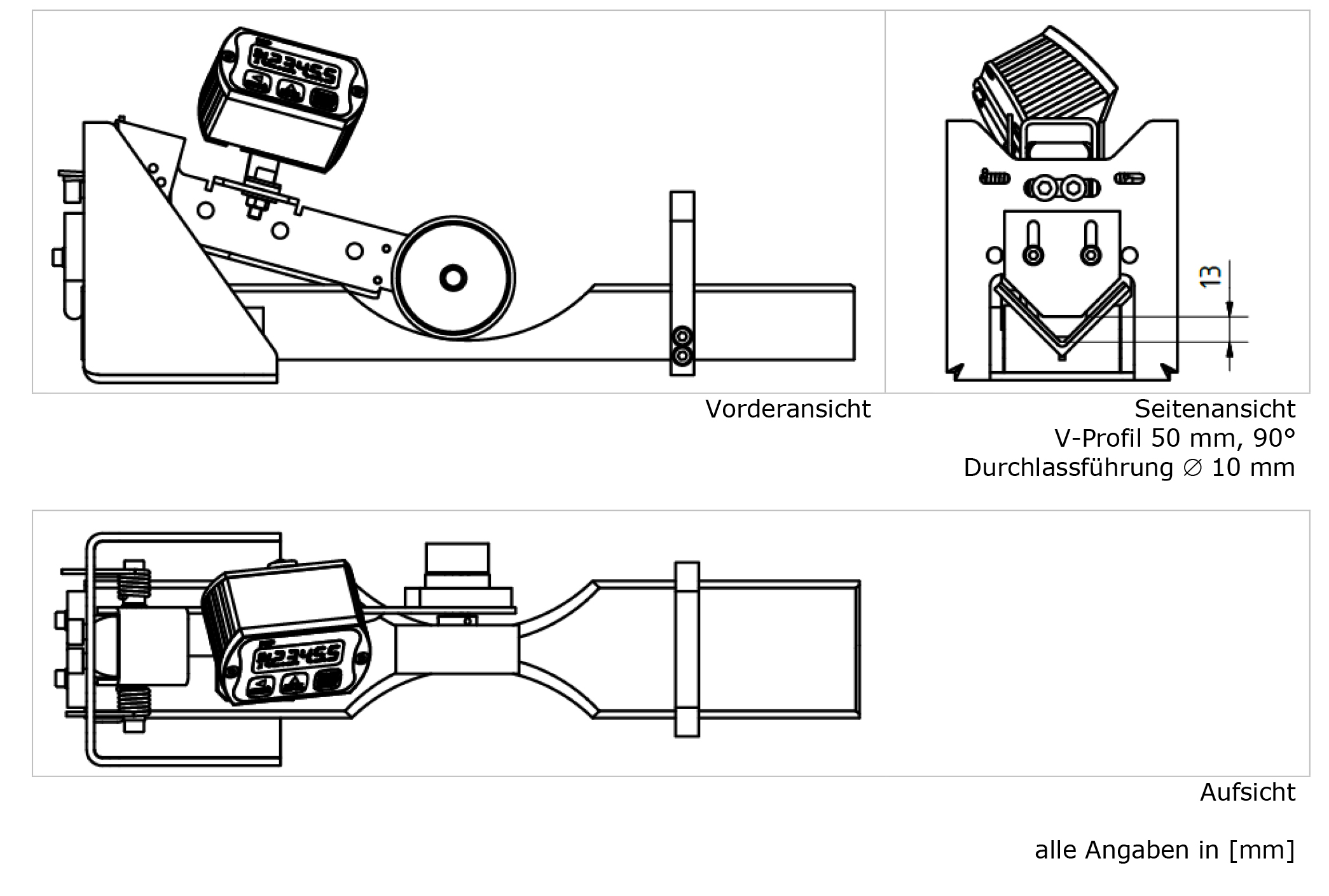 Elektronischer Meterzähler Light Short V-Profil Aufsicht