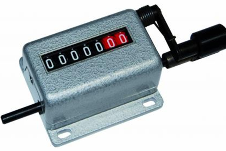 Produktbild von Rollrad Längenzähler 5-stellig 0-9999,9, Max. 350 U/min, Mechanik-Zähler Für Weben, Folie, Leder – Mit Reset-Taste, Grau